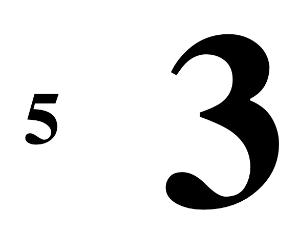 Eine in kleiner Schriftgrösse geschriebene Fünf steht neben einer in grosser Schriftgrösse geschriebener Drei.